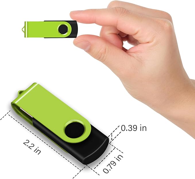 EASTBULL USB Flash Drive Bulk 2GB 20 Pack with Lanyards USB 2.0 Thumb Drive Bulk Memory Stick Swivel Pen Drive for Storage and Backup 2GB 20 Pack, Green