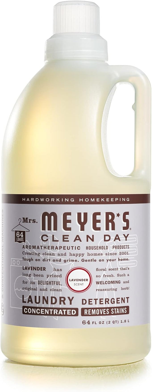MRS. MEYER'S CLEAN DAY Liquid Laundry Detergent, Infused with Essential Oils, Lavender, 64 oz (64 Loads)