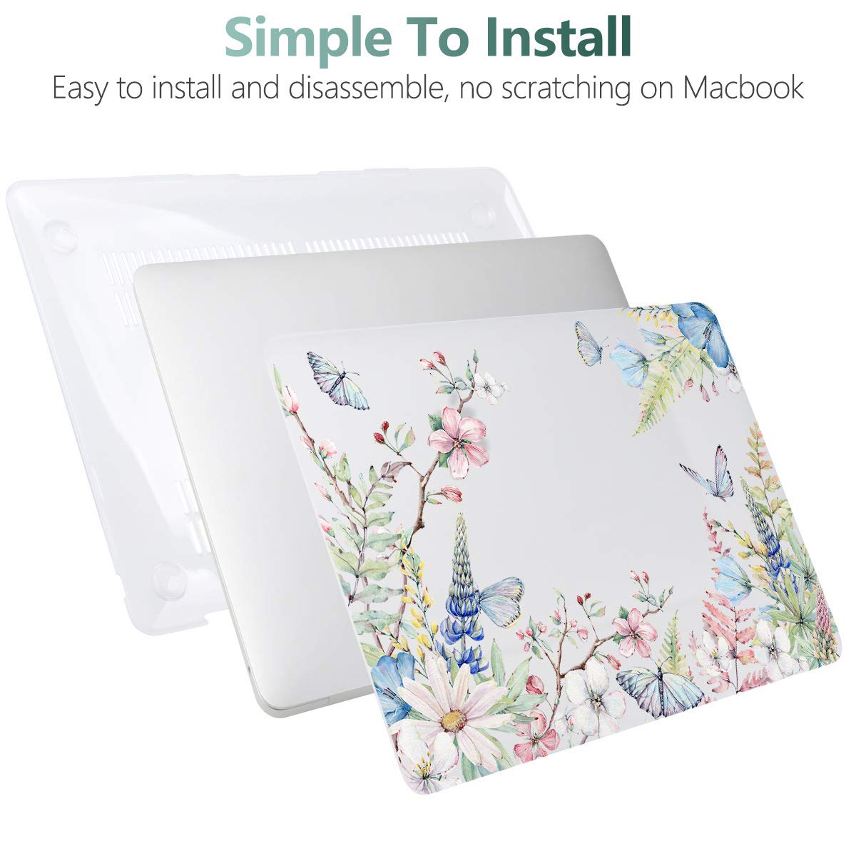 Batianda Case for MacBook Air 13 Inch M1 2020 2019 2018 Release Model A2337 A2179 A1932 with Retina & Touch ID, Floral Series Hard Shell Cover with Keyboard Cover & Screen Protector,Elegant Flowers