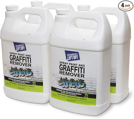 Motsenbocker's Lift Off 41201-4PK Spray Paint and Graffiti Remover – Removes Spray Paint, Acrylic, and Enamel – Safe for Wood, Metal, Concrete, Plastic – Water-Based Formula – 1 Gallon (Pack of 4)