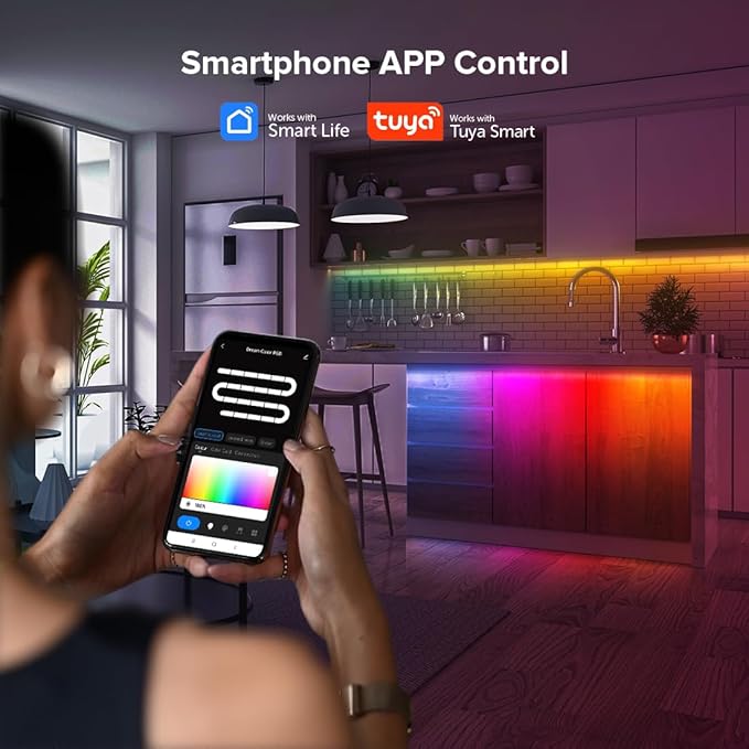 FCOB 2.4G WiFi SPI RGB Controller DR03W & RC03RF RF Remote Set, Control by Smart Life/Tuya APP/Alexa/Google Home, Control Support WS2812B WS2811 WS2813 WS2815 etc LED Strip STA Mode