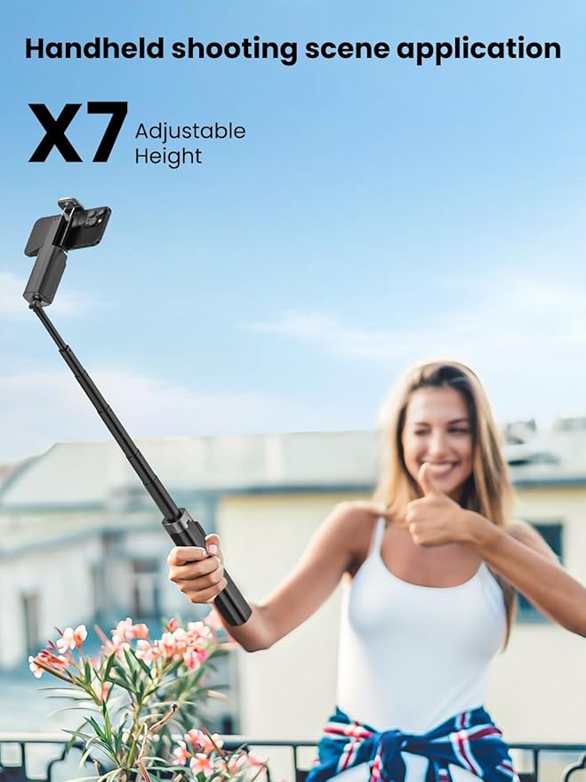 AOCHUAN Auto Face TrackingTripod, w/Gesture Control for iPhone,Extendable Pole, 360° Rotating Selfie Stick,Wireless Remote,Video Recording 4-Leg Stable & Portable Tripod