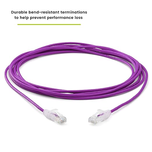 TRUECABLE Cat6 Component Rated Patch Cable, Unshielded (U/UTP), 14ft, Purple, 28AWG Stranded Pure Copper, Snagless 10G High-Speed Ethernet Cable, PoE++ 4PPoE 100W, UL Listed, RoHS-3, 1 Pack