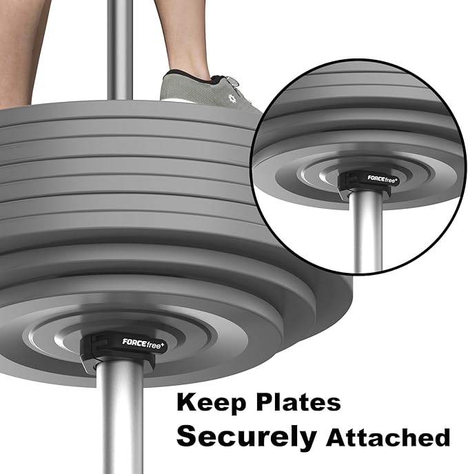 Forcefree+ Barbell Clips (Pair), Barbell Clamps, Quick Release Olympic Barbell Clamps with Anti Slip TPR Grip, Barbell Collars for Secure Weightlifting & Powerlifting (Magnetic, Black)