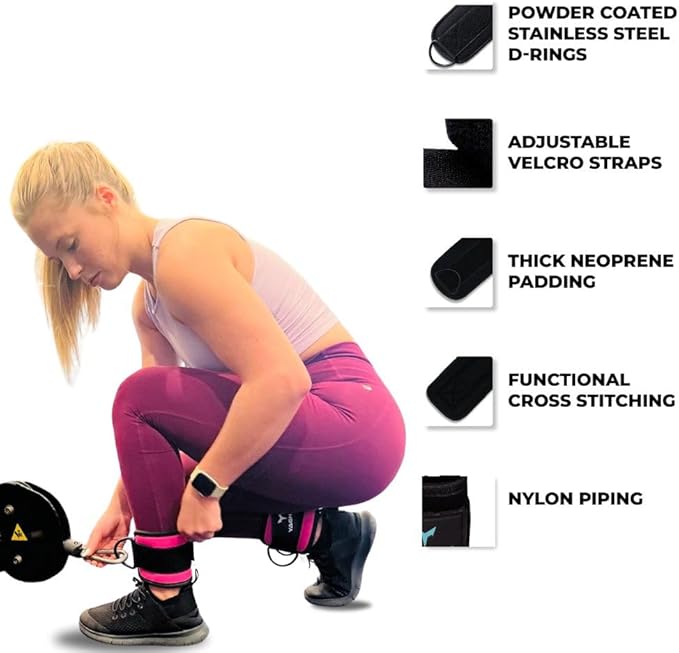 YAGHZU Ankle Straps for Cable Machines Women, Glute Kickback Cable Machine Attachments, Gym Ankle Cuffs, Wrist Cuffs for Workout, Leg Training Accessory, Fitness Gear for Home or Gym