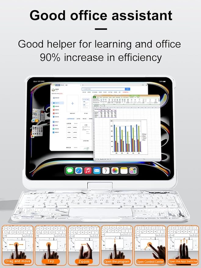 Transparent Case with Wireless Keyboard for iPad 11th Gen 11 Inch (A16, 2025) & iPad 10th Gen 10.9 Inch (2022), 7 Colors Backlight, Multi-Touch Trackpad, 360° Rotating Stand Case for 11th/10th