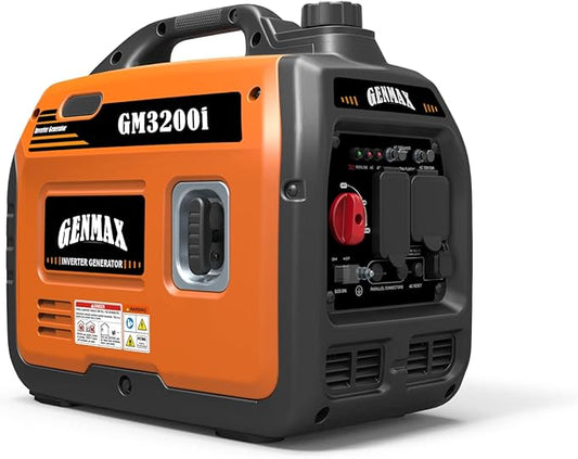 GENMAX Portable Generator,3200W Ultra-Quiet Gas Engine & RV Ready, EPA Compliant, Eco-Mode Feature, Ultra Lightweight for Backup Home Use & Camping (GM-3200i)