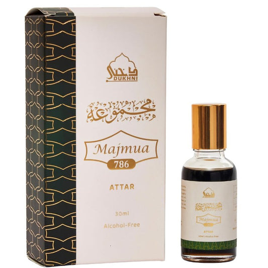 Dukhni Majmua 786 Attar Oil Arabic perfume oils for men and women | 30ml Pure roll on perfume, vetiver scented blend | Eid, Ramadan, Umrah Gifts, Vegan Islamic Fragrances
