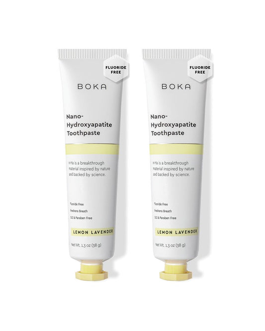 Boka Fluoride Free Toothpaste, Nano Hydroxyapatite Toothpaste, Appropriate for Sensitive Teeth - for Adult Oral Care - Lemon Lavender Flavor, 1.3 Fl Oz 2Pk