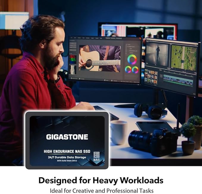 Gigastone 【NAS Certified】 1TB High Endurance SSD (6-Pack) for Gaming/PC/Laptop/NAS SSD TLC 24/7 Reliable 2.5" SATA Internal Solid State Drives RAID Data Storage 2.5 inches SATA 3.0