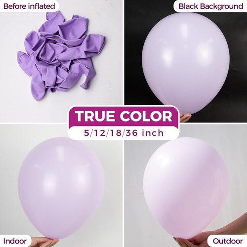 Bezente Pastel Purple Latex Balloons - 36 Inch Large 8 Pack for Bridal Shower & Wedding Decor