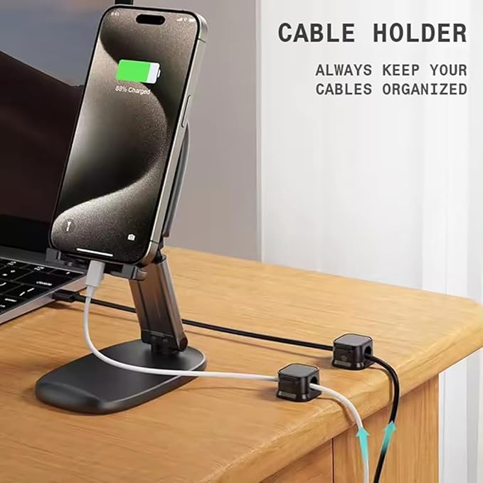 6 Pack Cable Holder, Nightstand Organizer, Under Desk Magnetic Clip Management, Wire Organizers for Cords (White)