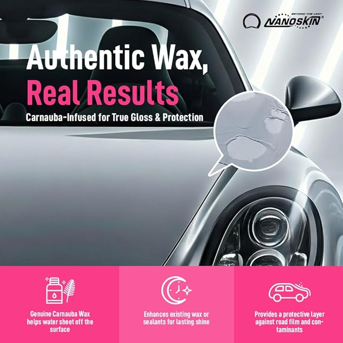 Nanoskin WASH N' WAX with Carnauba 55 gallons - Cleans & Shines in One Step | Works with Foam Cannon, Foam Gun, Bucket Washes, Pressure Washer | Carnauba Wax Protection for Cars