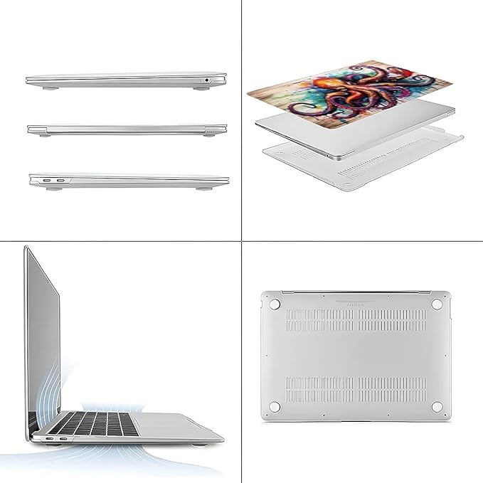 COTAIL Compatible with MacBook Air 13.3 13.6 Inch Case 2022 2021 2020 2019 Plastic Hard Shell Case Cover,13.6 Air (A2681) M2 2022, Octopus
