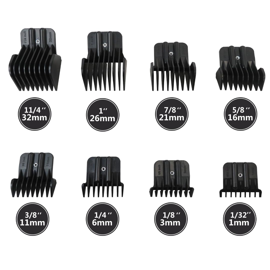 2024 Upgraded 8 Pack Trimmer Guards Set for BaBy-liss-PRO Barber-ology FX787 & FX726 Trimmer, Replacement Guards with Metal Spring Clip