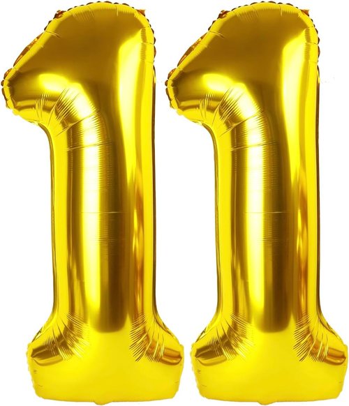 Gold Number 11 Balloon - 40 Inch Birthday Decoration for 11th Year Celebration | Perfect for Boys & Girls
