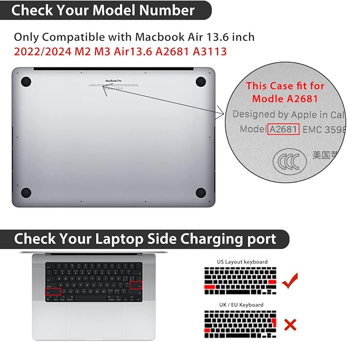 HOHAIYOO for 2026 2025 2024-2022 MacBook Air 13 inch Case M5 A3449 M4 A3240 M3 A3113 M2 A2681 with Touch ID& 13.6" Liquid Retina Display, Hard Shell&Keyboard Cover&Screen Protector&Webcam Cover, Cats