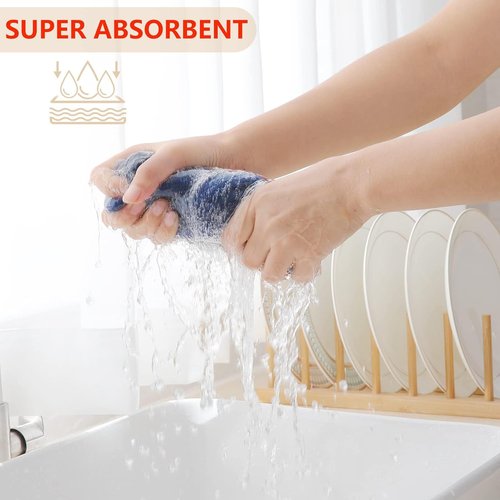 Homaxy 100% Cotton Kitchen Dish Towels - Ultra Soft & Absorbent Quick-Drying, 13x28 Inches, Navy Blue | 4-Pack