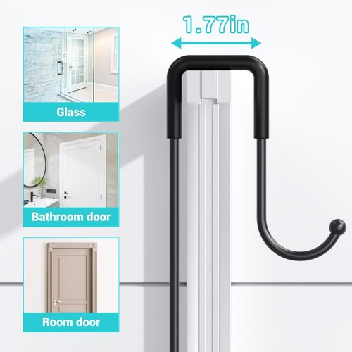 Aitatty Over The Door Shower Caddy - Rustproof Black Hanging Organizer | No Drilling Bathroom Rack