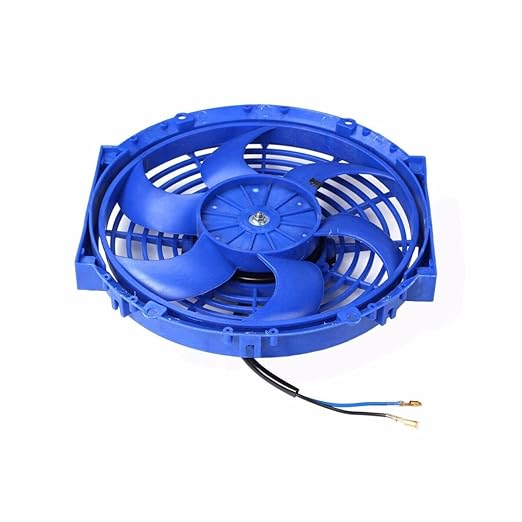 FSBCGT 2PCS 10 inch Slim Fan Push Pull Electric Radiator Cooling 12V 80W Mount Universal Kit Blue