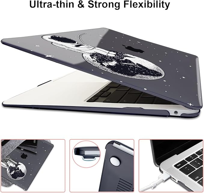LCMOCICO Compatible with MacBook Pro 13 inch Case 2022 2021-2016 A2338 M2/M1 Chip A2251 A2289 A2159 A1989 A1706, Pattern Plastic Hard Shell Keyboard Cover Screen Film Webcam Cover, Astronaut Earth