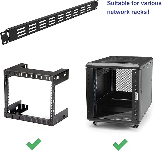 QiaoYoubang 1U Hinged Vented Rack Mount Blank Panel Spacer for 19in Server Rack or Network Cabinet (1U Vented Blank Panel) (Pack of 2)