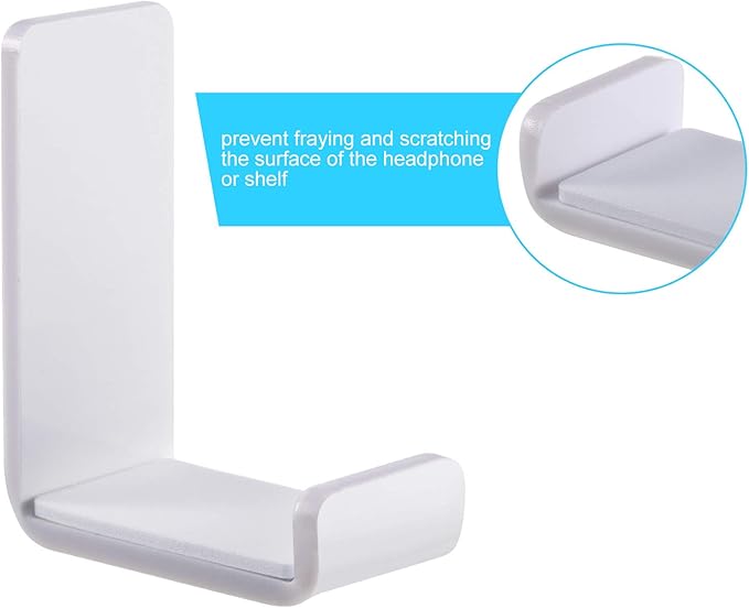 Weewooday 4 Pieces Headphone Hanger Headset Stand Holder Adhesive Wall Mount Headphone Hook for Desk Acrylic Gaming Earphones Hanger with Glues for Earphone Controller(White)