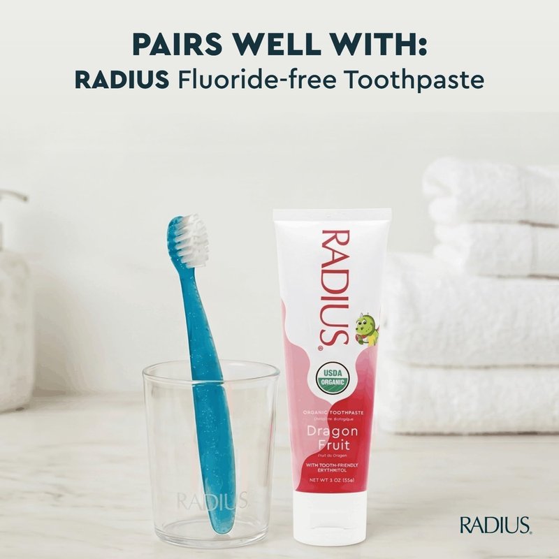 RADIUS Totz Toothbrush Extra Soft Brush BPA Free & ADA Accepted Designed for Delicate Teeth & Gums for Children 18 Months & Up - Purple Pink Coral - Pack of 3