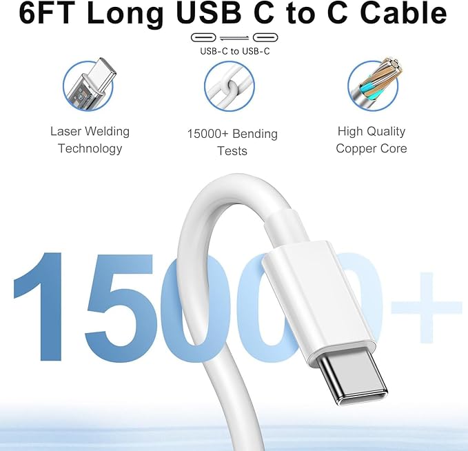 iPhone Air/17ProMax Charger Fast Charging,2Pack 20W USB C Fast Charger Block 6FT USB C to C Charging Cable Cord for Apple iPhone 17 Pro Max/17/16E/16 ProMax/16Plus/15Pro/15,iPad Air/Pro 13/12.9/11inch