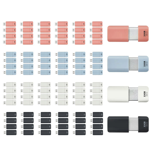 GIGASTONE 32GB Flash Drive (100 Pack) Z60NB USB 3.2 Gen 1, Ultra Fast, Retractable Capless Slider Design, Data Storage, Backup for PC/Mac/TV/Car Audio, USB 2.0/3.0/3.1 Compatible (Random Color)
