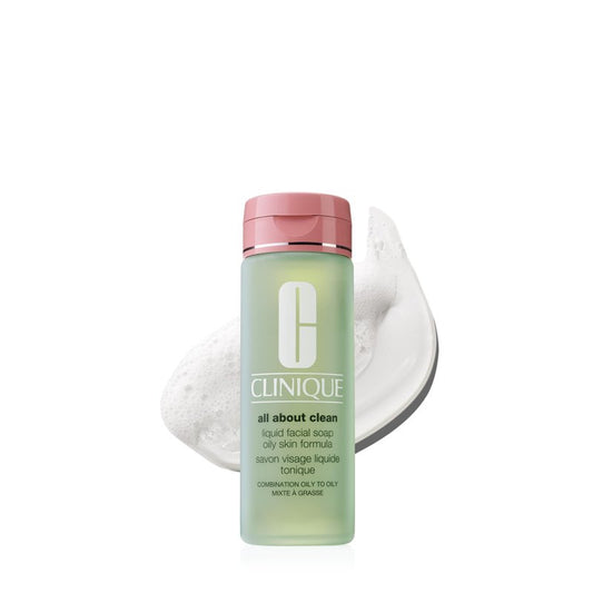 Clinique All About Clean Liquid Facial Soap | Gentle Face Cleanser For Oily Skin | Type 3 & 4 Face Wash | Step 1 in 3-Step Skin Care Routine, 6.7 Fl Oz