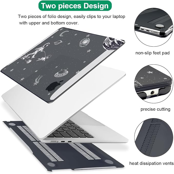 LCMOCICO for MacBook Air 13 Inch Case 2026 2025 2024 2023 2022 Release M5 A3449 M4 A3240 M3 A3113 M2 A2681, Scratch Resistant Plastic Hard Shell Case for MacBook Air 13.6 M5, Astronauts Space Dog
