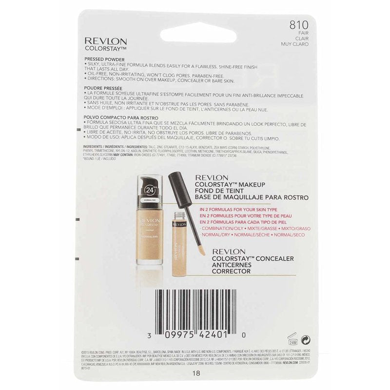 Revlon ColorStay Pressed Powder - Fair 810 | Long-Lasting Matte Finish, 0.3 oz (Pack of 4)