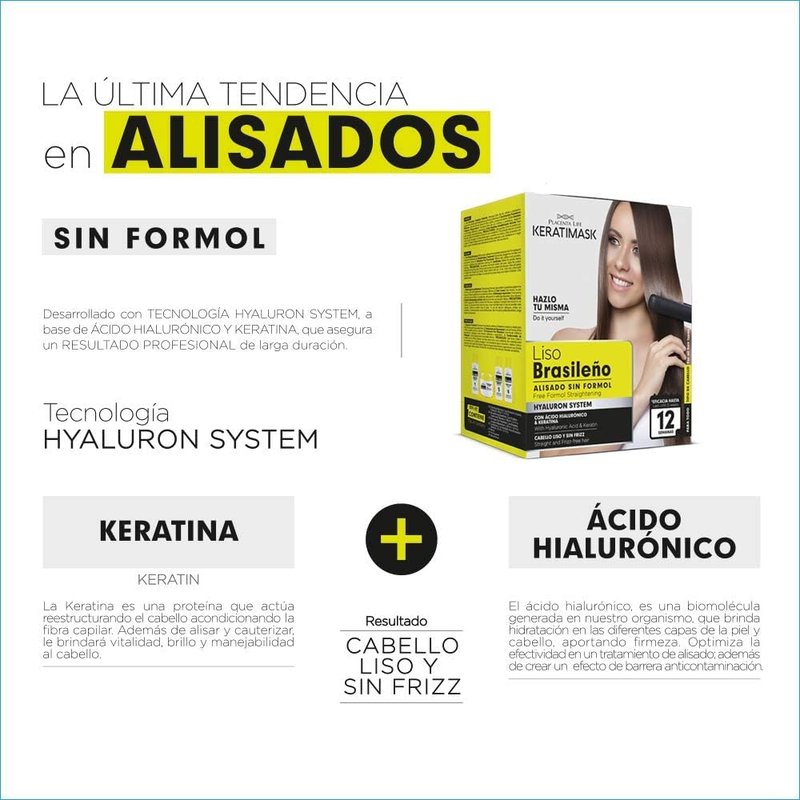 PLACENTA LIFE KERATIMASK Brazilian Straightening Kit with Keratin and Hyaluronic Acid - Keratin Treatment- Get a perfect smooth, shiny and silky- Formaldehyde FREE