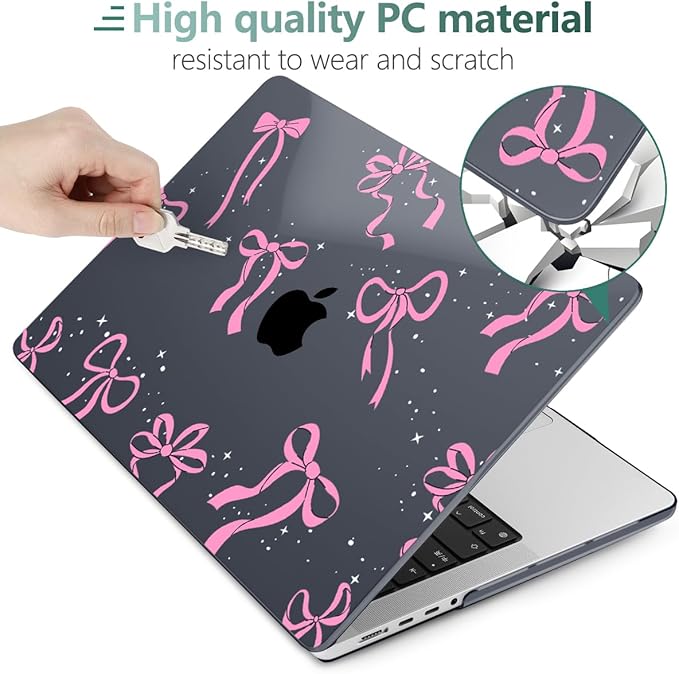 DONGKE Compatible with MacBook Pro 16 Inch Case (2026-2021 Release, M5 M4 M3 M2 M1 Pro/Max Chip), Plastic Hard Shell Cover with Keyboard Cover & Screen Protector for MacBook Pro 16", Bows & Stars