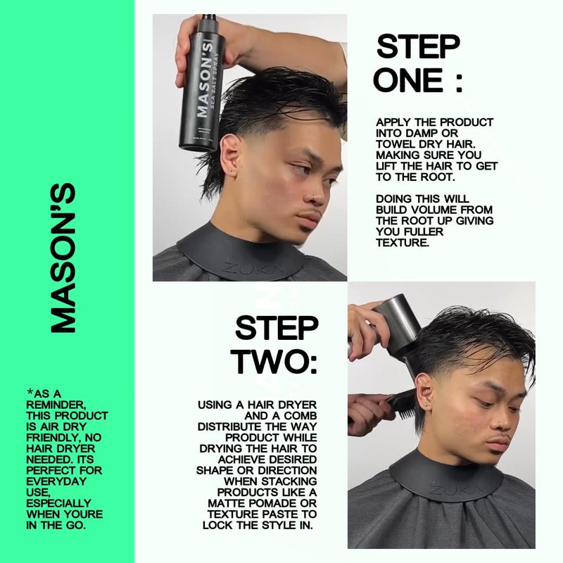 Mason’s Pomade Sea Salt Spray for Men and Women - Texturizing Hair Spray with Aloe & Argan Oil - Lightweight, Non-Sticky for Beach Waves, Volume & Texture - Mountain Rain Scent Hair Care - 8 oz