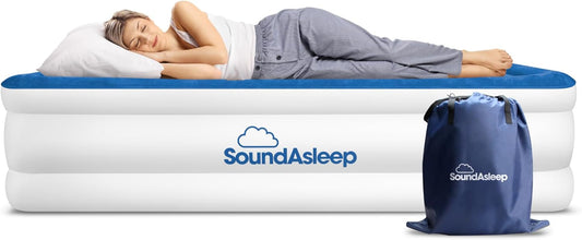 SoundAsleep Products Dream Series Air Mattress - Luxury ComfortCoil Technology, Built-In Pump | Full Size, Double Height, Portable