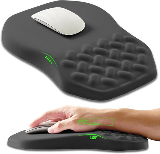 Armanza Ergonomic Slope Mouse Pad Wrist Support, Wrist Rest Mousepad for Carpal Tunnel Pain Relief with Massage Bulge and Slow Rebound Memory Foam (12x8 inch, Dark Gray)