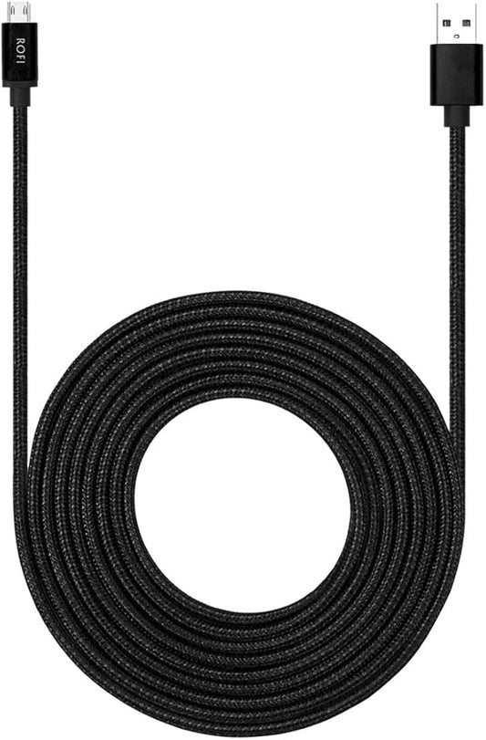 Micro USB Cable 15ft with 3A Fast Charging, Extra Long and Extremely Durable Nylon Braided Charger Cord for Galaxy S7/S6/J8/J7 Note 5,Kindle,LG,PS4,Camera,Xbox One and More (Black)