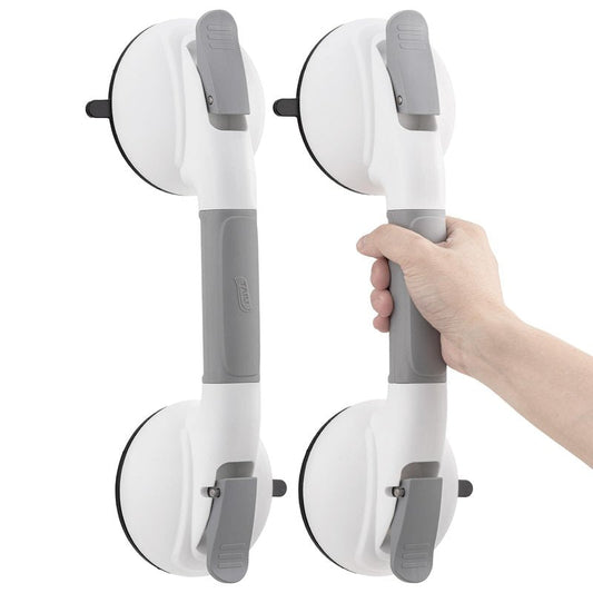 TAILI Grab Bars for Bathtubs and Showers,2 Pack Shower Handles for Elderly Suction,Maximum 330lbs,Shower Grab Bar with Upgraded Rubber Suction Cups,Safety Grip for Senior, No Drilling Removable,Grey
