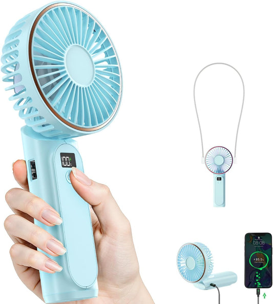 TUNISE Portable Handheld Fan - 4000mAh Battery, 6 Speed Settings, USB Rechargeable, Adjustable Design