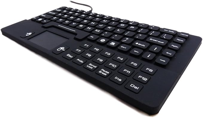 DSI IKB89 Industrial Ultra-Compact IP68 Waterproof Keyboard with Integrated Front Touchpad and Numeric Keypad, Disinfectable USB Keyboard for Medical and Industrial Workstations
