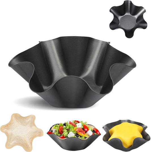 Nonstick Taco Salad Bowl Maker by [Brand Name] - Carbon Steel Tortilla Molds | 6-Inch Taco Shell Pan