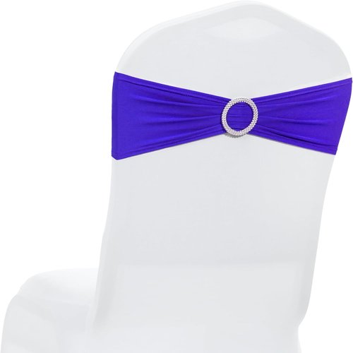 MDS Spandex Chair Sashes - Universal Elastic Stretch Bands with Buckle Slider Bow | Royal Blue, Pack of 125