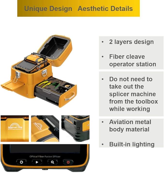 QIIRUN Fusion Splicer Fiber Optic AI-9 Optical Fiber Splicer Fiber Optic Splicing Machine with Upgraded 5" Touch Screen, 6-Motor Core Alignment, 5s Splice for FTTH Telecom Trunk Line Projects