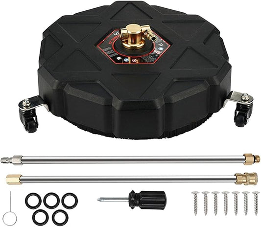 Driveway Power Washer, Rotary Surface Cleaner Attachment with Wheels, Replaceable Sturdy Flat Surface Cleaner for Driveway