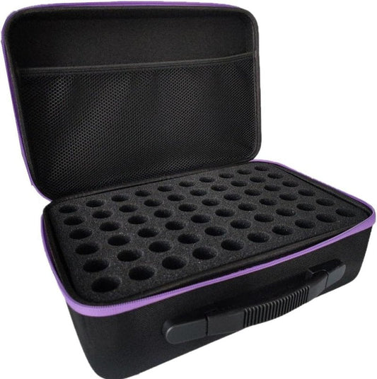 Essential Oil Storage Case - Hard Shell Organizer for 120 Bottles | Portable Double-Layer with Foam Insert (Black/Purple)