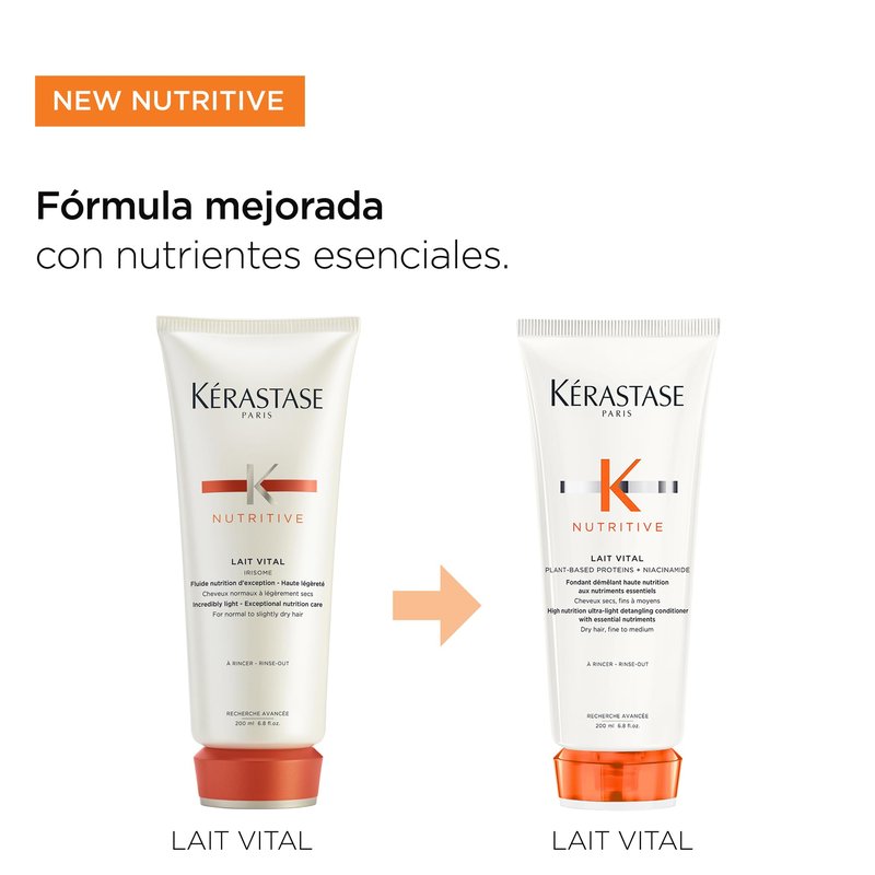 Kerastase Nutritive Lait Vital Hydrating Conditioner For Fine to Medium Dry Hair - Illuminates Shiny Hair and Easily Detangles, With Plant-Based Proteins & Niacinamide, 2.5 Fl Oz, Travel Size