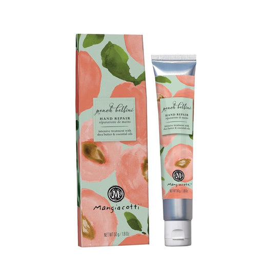 Mangiacotti Hand Repair Cream – Shea Butter & Chamomile, Fast-Absorbing Moisturizer for Dry Hands, Made in USA, 1.8oz, Peach Bellini