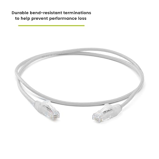 TRUECABLE Cat6 Component Rated Patch Cable, Unshielded (U/UTP), 2ft, White, 28AWG Stranded Pure Copper, Snagless 10G High-Speed Ethernet Cable, PoE++ 4PPoE 100W, UL Listed, RoHS-3, 1 Pack